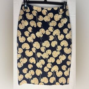 Diane‎ Von Furstenburg Cara Navy Blue Pencil Skirt Kimono Leaf Sz 0 Designer